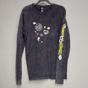 Santa Cruz Skateboards Women’s Grey Acid Wash Graphic Long-Sleeve Tee